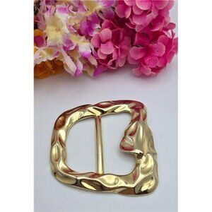 Torino Leather Company Gold Tone Hammered Metal Square Belt Buckle 2.5″